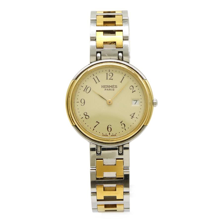 HERMES エルメス ウィンザー デイト アイボリー文字盤 コンビ GP SS メンズ クォーツ 腕時計 | HERMES