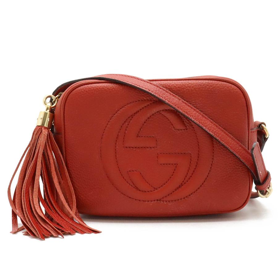 GUCCI グッチ ソーホー スモールディスコ タッセル フリンジ ショルダーバッグ ポシェット 斜め掛け レザー レッド 赤 ゴールド金具 308364 GUCCI グッチ ソーホー スモールディスコ タッセル フリンジ