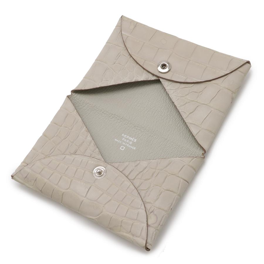 HERMES エルメス カルヴィ カードケース 名刺入れ パスケース アリゲーターマット クロコダイル ベトン シルバー金具 Z刻印 | HERMES | 03