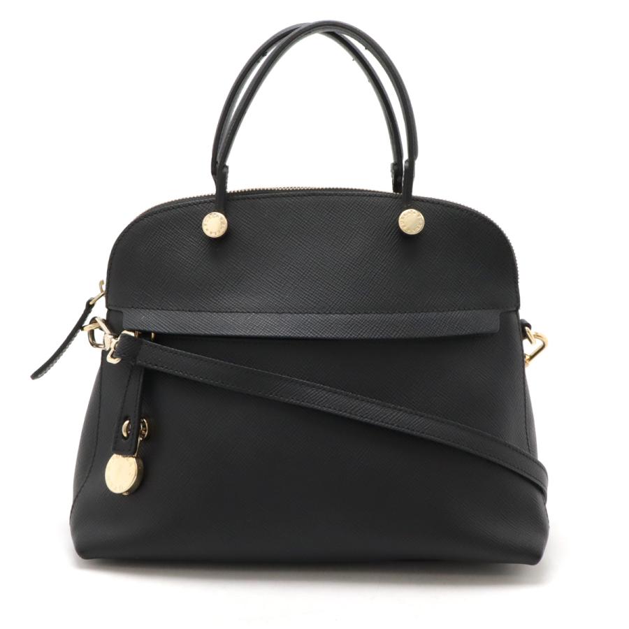 フルラ FURLA ブラック 黒 レザーハンドバッグ ショルダー付 ゴールド 未使用近い FURLA フルラ シエナ ショルダーバッグ 2way
