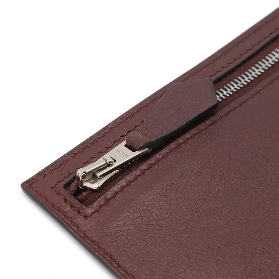 HERMES エルメス クラッチバッグ セカンドバッグ マチなし レザー ボルドー シルバー金具 □L刻印 | HERMES | 04