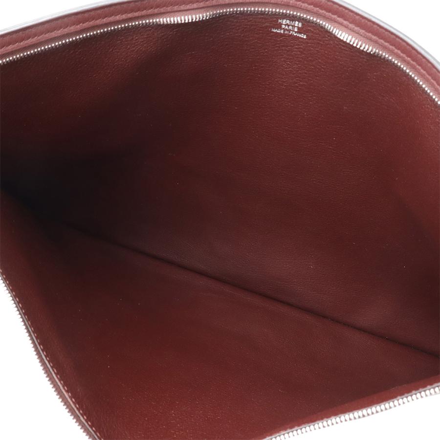 HERMES エルメス クラッチバッグ セカンドバッグ マチなし レザー ボルドー シルバー金具 □L刻印 | HERMES | 05