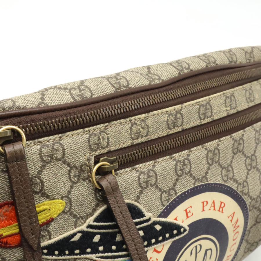 GUCCI グッチ GGスプリーム クーリエ シェリーライン ベルトバッグ ウエストバッグ アップリケ PVC カーキベージュ マルチカラー 529711_6