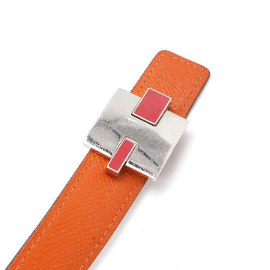 HERMES エルメス アイリーン Hベルト リバーシブル ヴォーエプソン ヴォースイフト レザー オレンジ アイボリー #80 シルバー金具 A刻印 | HERMES | 02