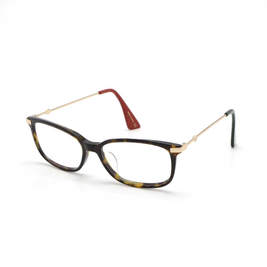 GUCCI グッチ 眼鏡 めがね メガネフレーム 度入り スクエア型 クリア ブラウン系マーブル レッド グリーン ゴールド金具 53□16 145 GG0112OA | GUCCI