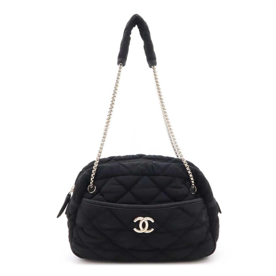 CHANEL シャネル バブルキルト チェーンショルダー ショルダーバッグ セミショルダー コットンジャージー ブラック 黒 シルバー金具 | CHANEL