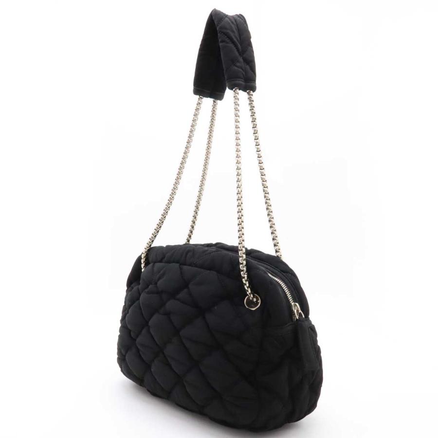 CHANEL シャネル バブルキルト チェーンショルダー ショルダーバッグ セミショルダー コットンジャージー ブラック 黒 シルバー金具 | CHANEL | 01