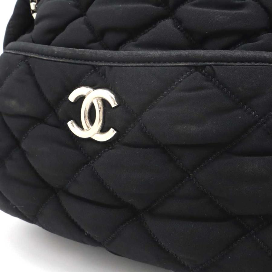 CHANEL シャネル バブルキルト チェーンショルダー ショルダーバッグ セミショルダー コットンジャージー ブラック 黒 シルバー金具 | CHANEL | 03