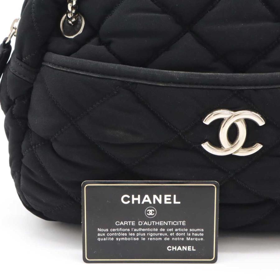 CHANEL シャネル バブルキルト チェーンショルダー ショルダーバッグ セミショルダー コットンジャージー ブラック 黒 シルバー金具 | CHANEL | 08