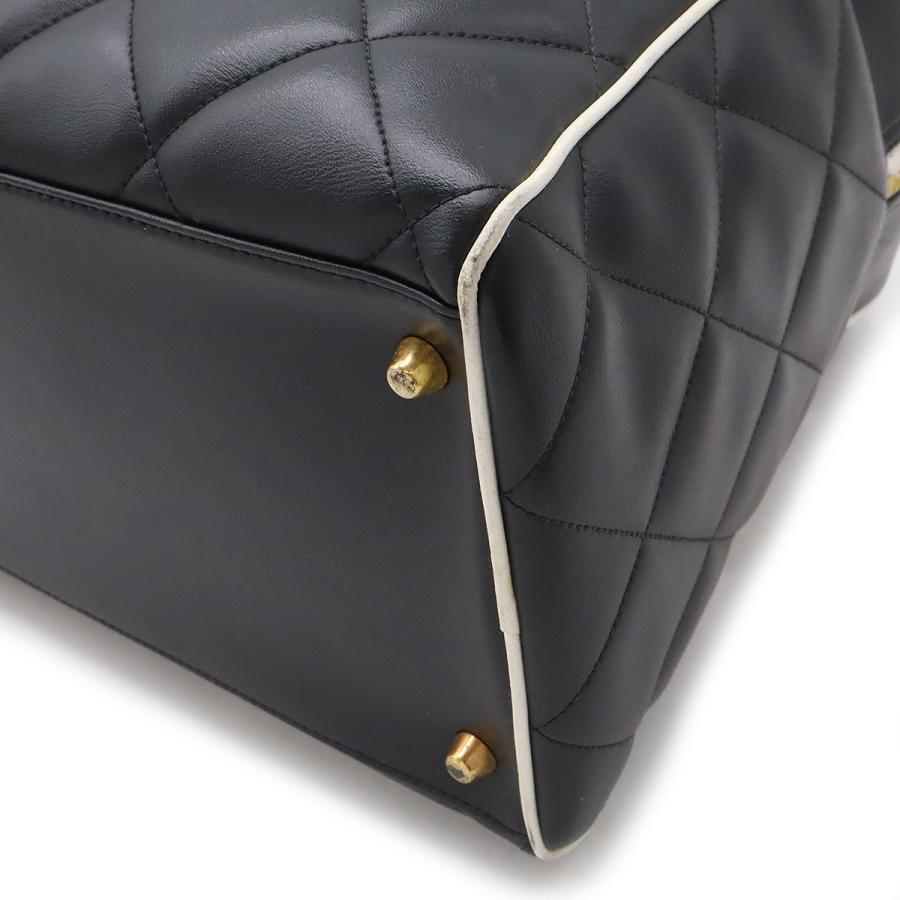 CHANEL シャネル マトラッセ ロゴ ボーリングバッグ ボストンバッグ トラベルバッグ 旅行カバン レザー ブラック 黒 ホワイト 白 | CHANEL | 02