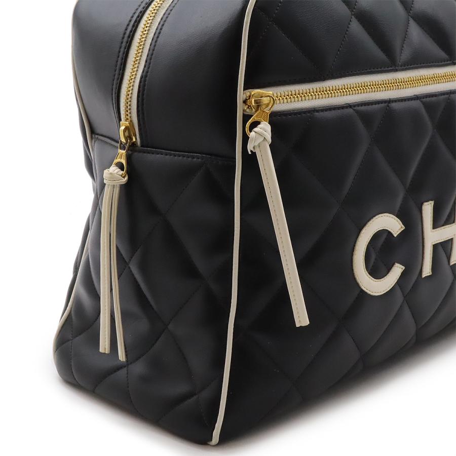 CHANEL シャネル マトラッセ ロゴ ボーリングバッグ ボストンバッグ トラベルバッグ 旅行カバン レザー ブラック 黒 ホワイト 白 | CHANEL | 04