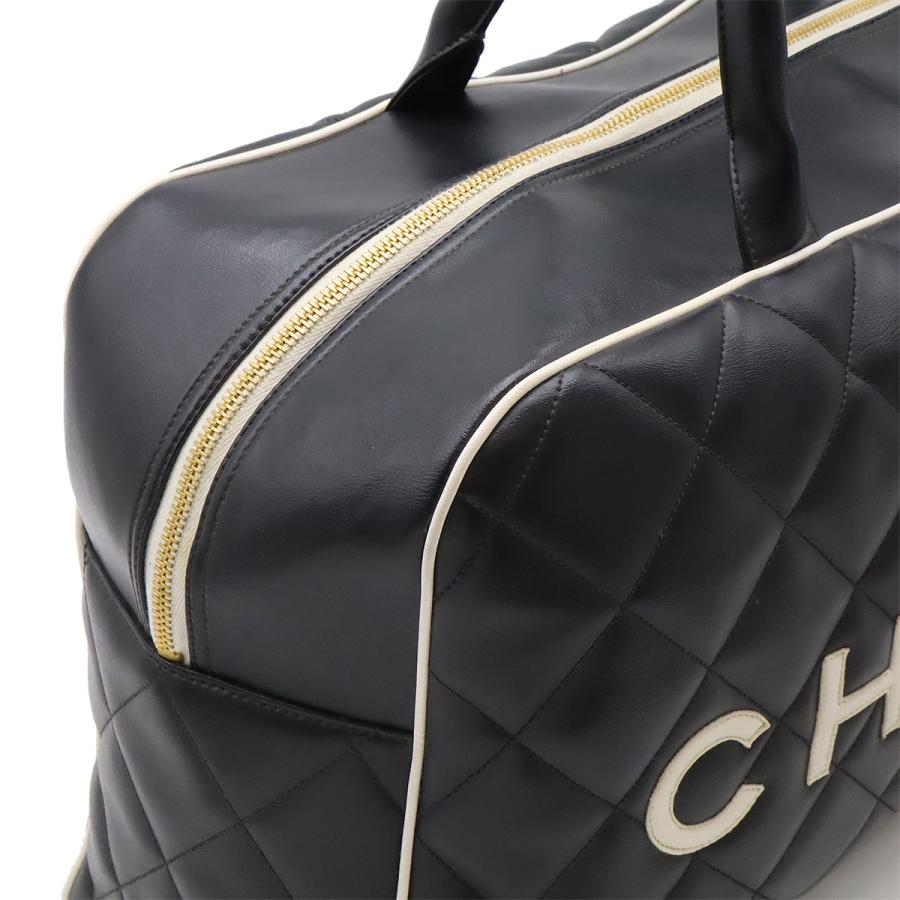 CHANEL シャネル マトラッセ ロゴ ボーリングバッグ ボストンバッグ トラベルバッグ 旅行カバン レザー ブラック 黒 ホワイト 白 | CHANEL | 07