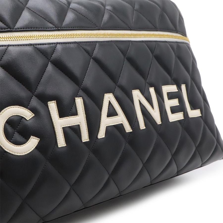 CHANEL シャネル マトラッセ ロゴ ボーリングバッグ ボストンバッグ トラベルバッグ 旅行カバン レザー ブラック 黒 ホワイト 白 | CHANEL | 08