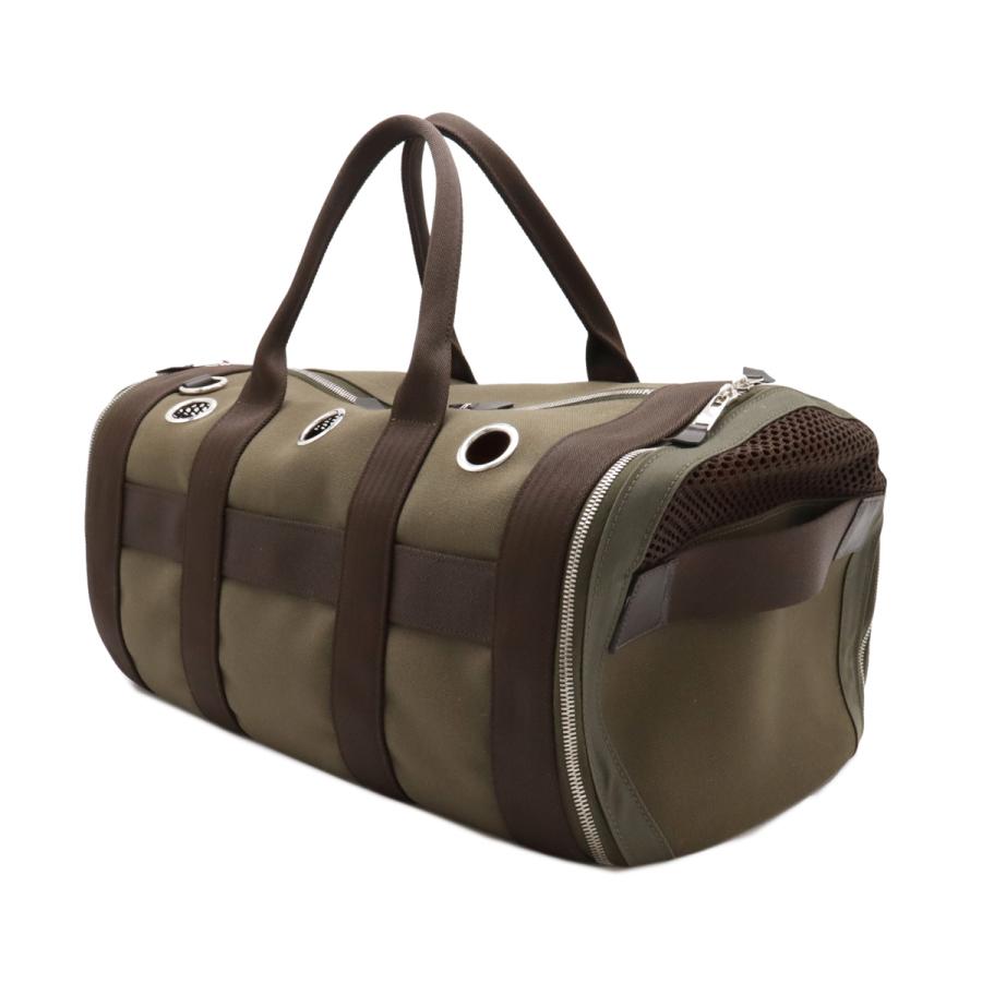 HERMES エルメス ドッグ キャリーバッグ ペットキャリー ペットバッグ ボストンバッグ 犬 猫 キャンバス カーキ ダークブラウン ショルダー欠品 | HERMES | 01