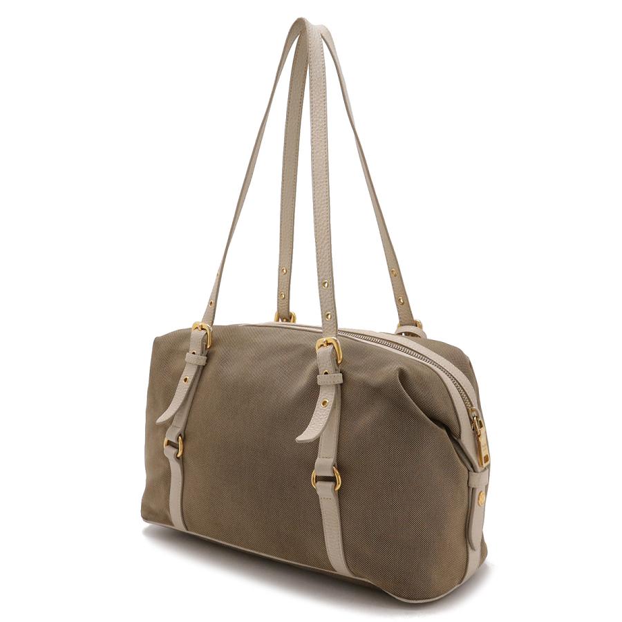 H2606 未使用 プラダ ロゴジャガード キャンバス レザー ポーチ