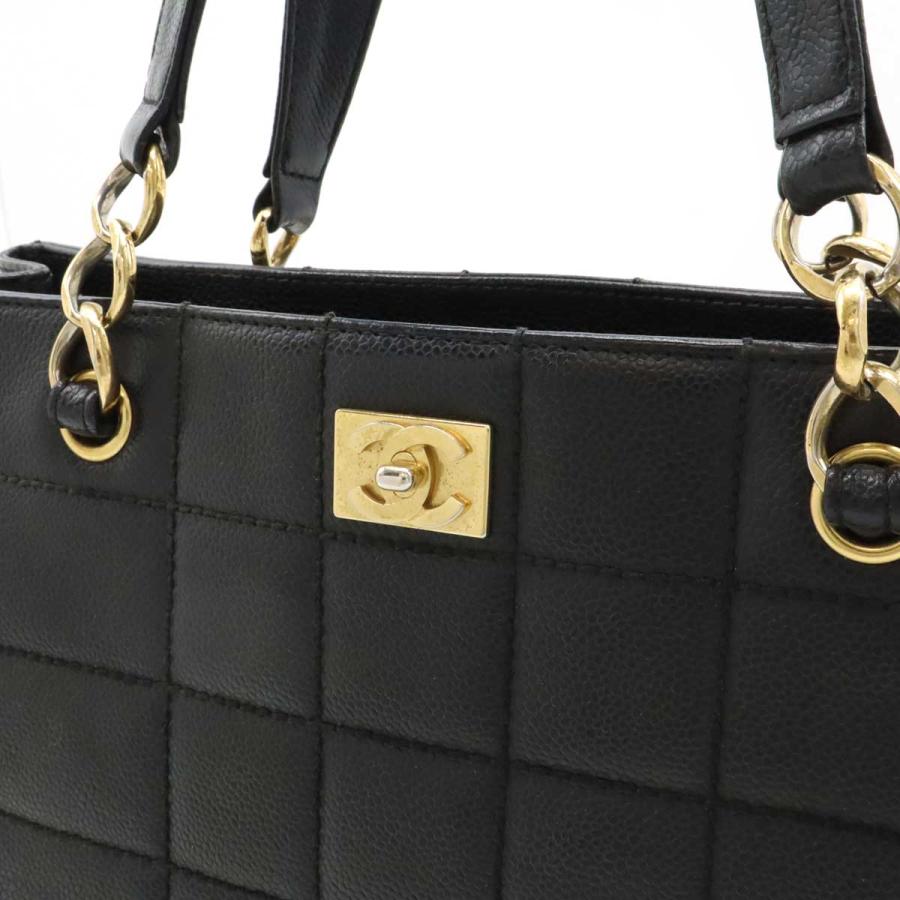 CHANEL シャネル チョコバー ココマーク チェーントート トートバッグ ショルダーバッグ キャビアスキン レザー ブラック 黒 | CHANEL | 08