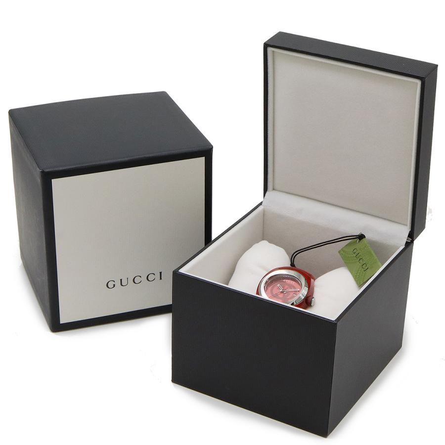 GUCCI グッチ シンク レッド文字盤 SS ラバー インターロッキングG  