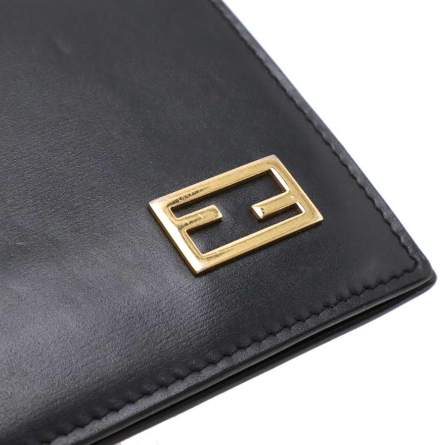 FENDI フェンディ FFロゴ 2つ折り財布 二つ折り札入れ マネークリップ カードケース 名刺入れ レザー ブラック ゴールド金具 7M0281 | FENDI | 04