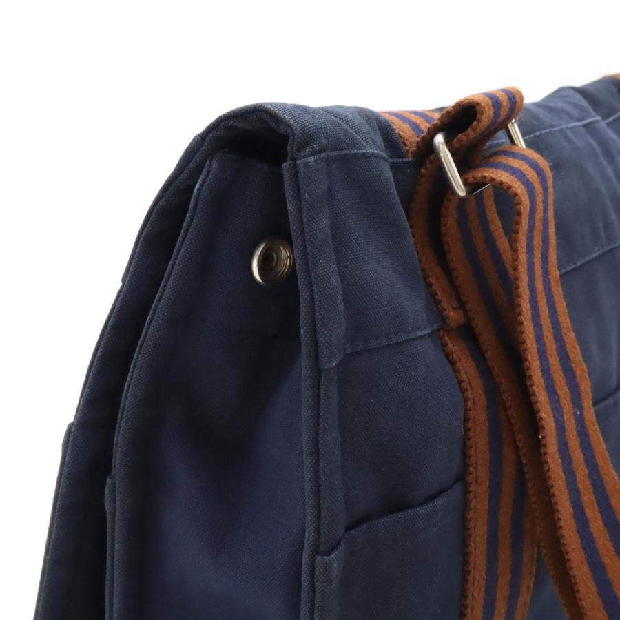 HERMES エルメス フールトゥ バサスMM ショルダーバッグ メッセンジャーバッグ 斜め掛け キャンバス ネイビー 紺 ブラウン シルバー金具 | HERMES | 03