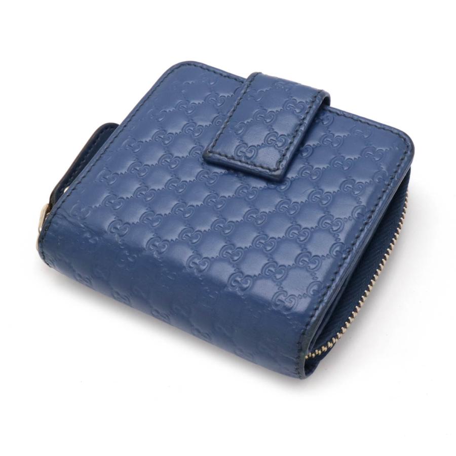 GUCCI グッチ マイクログッチシマ コンパクトウォレット ラウンドファスナー 2つ折り財布 二つ折り レザー ブルー 青 アウトレット品 449395 | GUCCI | 01