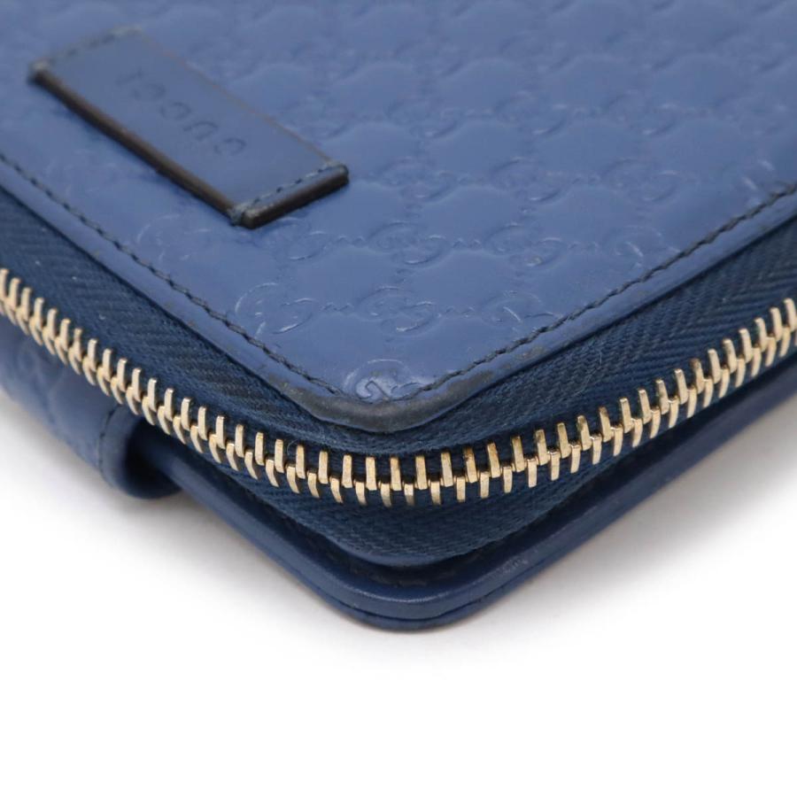 GUCCI グッチ マイクログッチシマ コンパクトウォレット ラウンドファスナー 2つ折り財布 二つ折り レザー ブルー 青 アウトレット品 449395 | GUCCI | 02