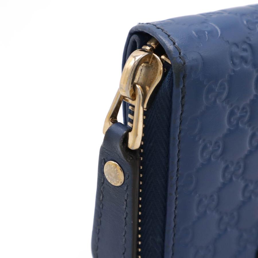GUCCI グッチ マイクログッチシマ コンパクトウォレット ラウンドファスナー 2つ折り財布 二つ折り レザー ブルー 青 アウトレット品 449395 | GUCCI | 03