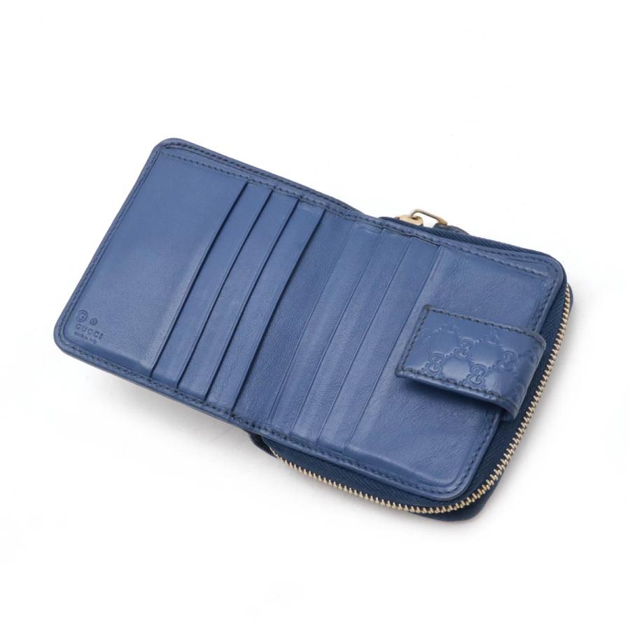 GUCCI グッチ マイクログッチシマ コンパクトウォレット ラウンドファスナー 2つ折り財布 二つ折り レザー ブルー 青 アウトレット品 449395 | GUCCI | 04