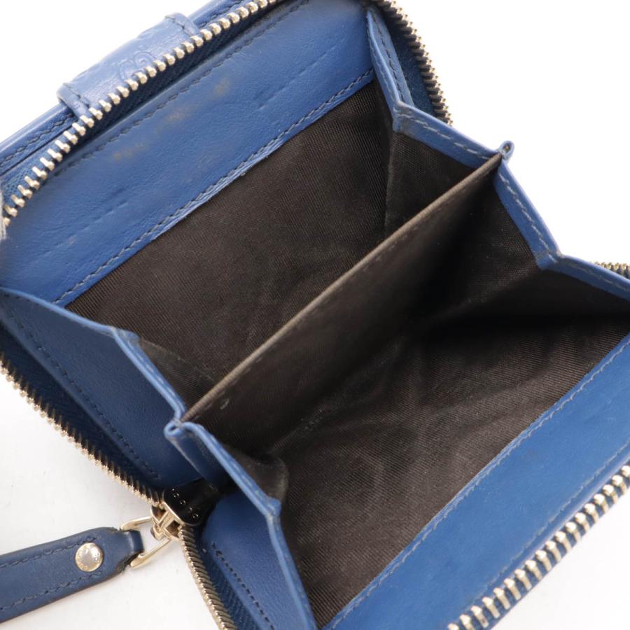 GUCCI グッチ マイクログッチシマ コンパクトウォレット ラウンドファスナー 2つ折り財布 二つ折り レザー ブルー 青 アウトレット品 449395 | GUCCI | 07