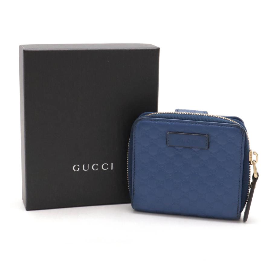 GUCCI グッチ マイクログッチシマ コンパクトウォレット ラウンドファスナー 2つ折り財布 二つ折り レザー ブルー 青 アウトレット品 449395 | GUCCI | 08
