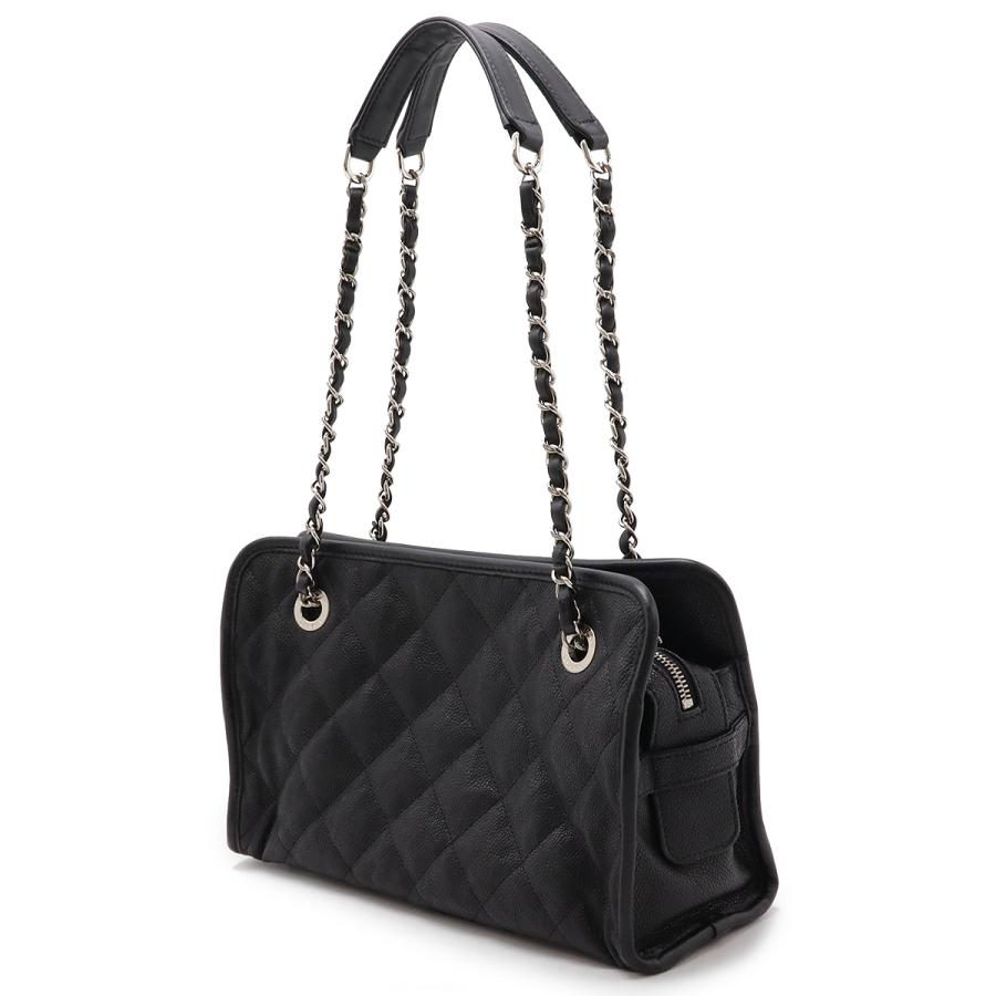 199990 CHANEL シャネル フリルチェーンショルダー ブラック レザー レディース [1000027780755] CHANEL（シャネル） ショルダーバッグ チェーンウォレット マトラッセ