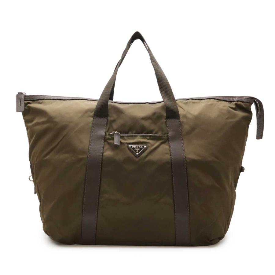 PRADA プラダ トライアングルロゴ ボストンバッグ トラベルバッグ 旅行カバン ナイロン レザー カーキ ダークブラウン V49Z | PRADA