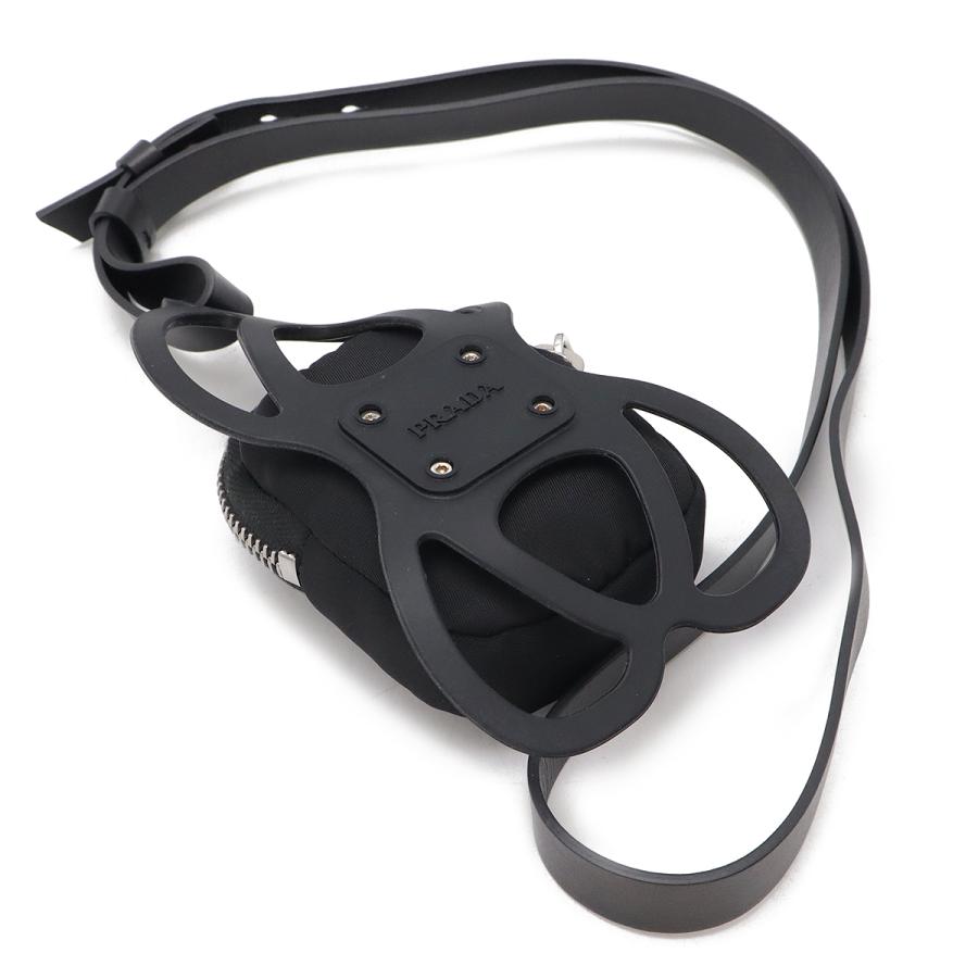 PRADA プラダ スマートフォンケース スマホケース ホルダー ポーチ付き ラバー ナイロン NERO ブラック シルバー金具 国内ブティック購入品 1ZT001 | PRADA | 01