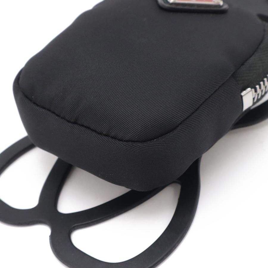 PRADA プラダ スマートフォンケース スマホケース ホルダー ポーチ付き ラバー ナイロン NERO ブラック シルバー金具 国内ブティック購入品 1ZT001 | PRADA | 02