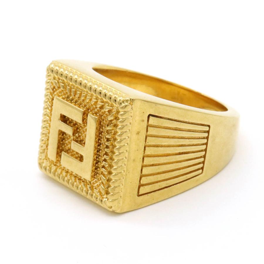 FENDI フェンディ FFロゴ ギロッシュリング ワイドリング 指輪 GP #S Sサイズ 日本サイズ約18号 | FENDI | 01