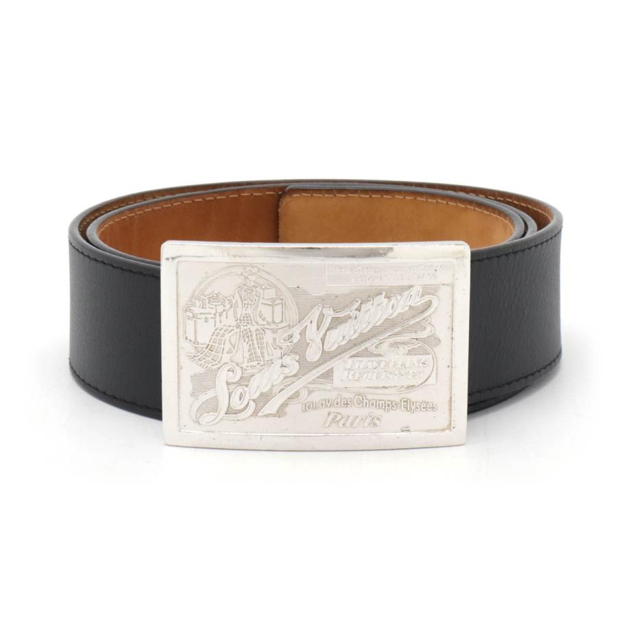 LOUIS VUITTON ルイ ヴィトン サンチュール ジーンズ ベルト レザー ブラック 黒 メンズ シルバー金具 #90 M6812U | LOUIS VUITTON