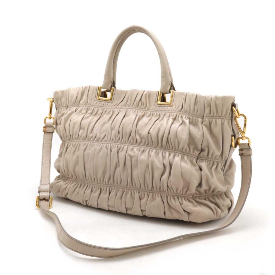 PRADA プラダ ゴーフル ギャザー トートバッグ ハンドバッグ 2WAY ショルダーバッグ 斜め掛け レザー ペールピンク ゴールド金具 BN1336 | PRADA | 01