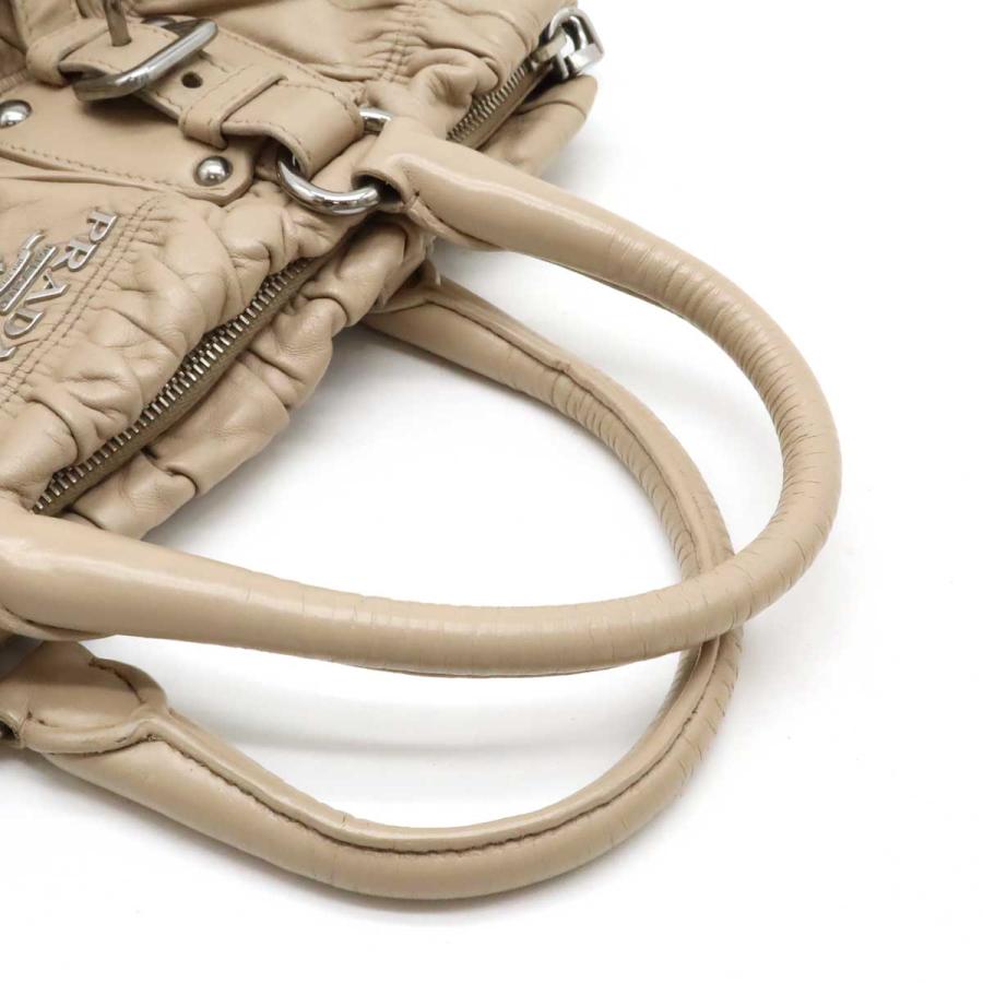 PRADA プラダ ギャザー トートバッグ ハンドバッグ 2WAY ショルダーバッグ 斜め掛け レザー ピンクベージュ シルバー金具 BN2076 | PRADA | 03