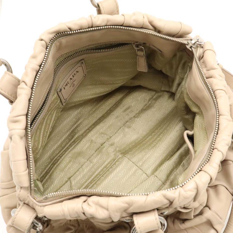 PRADA プラダ ギャザー トートバッグ ハンドバッグ 2WAY ショルダーバッグ 斜め掛け レザー ピンクベージュ シルバー金具 BN2076 | PRADA | 04