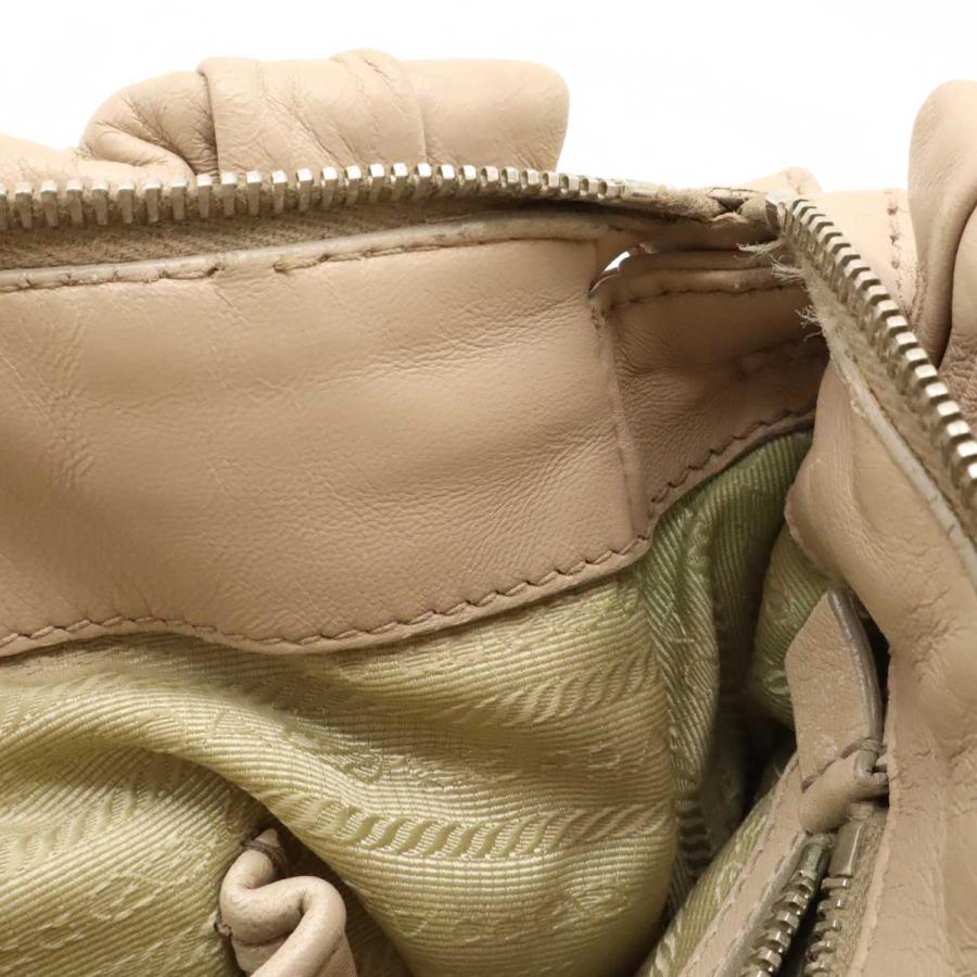 PRADA プラダ ギャザー トートバッグ ハンドバッグ 2WAY ショルダーバッグ 斜め掛け レザー ピンクベージュ シルバー金具 BN2076 | PRADA | 05