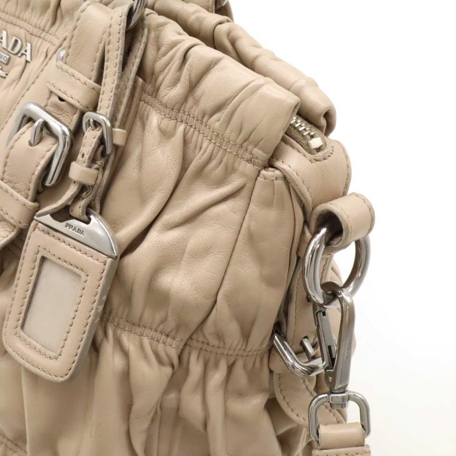 PRADA プラダ ギャザー トートバッグ ハンドバッグ 2WAY ショルダーバッグ 斜め掛け レザー ピンクベージュ シルバー金具 BN2076 | PRADA | 06