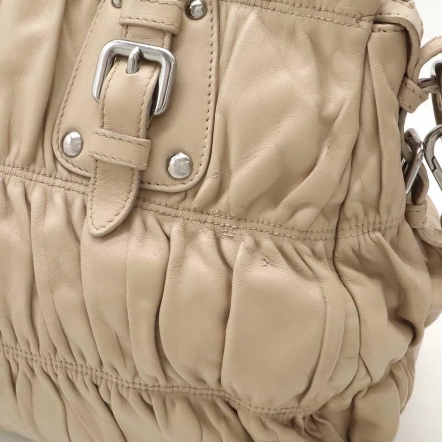 PRADA プラダ ギャザー トートバッグ ハンドバッグ 2WAY ショルダーバッグ 斜め掛け レザー ピンクベージュ シルバー金具 BN2076 | PRADA | 07