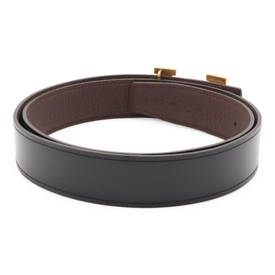 HERMES エルメス Hベルト Hバックル リバーシブル レザー ブラック 黒 ショコラ 茶 ダークブラウン ゴールド金具 #90 □Q刻印 | HERMES | 01