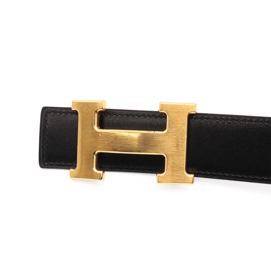 HERMES エルメス Hベルト Hバックル リバーシブル レザー ブラック 黒 ショコラ 茶 ダークブラウン ゴールド金具 #90 □Q刻印 | HERMES | 02
