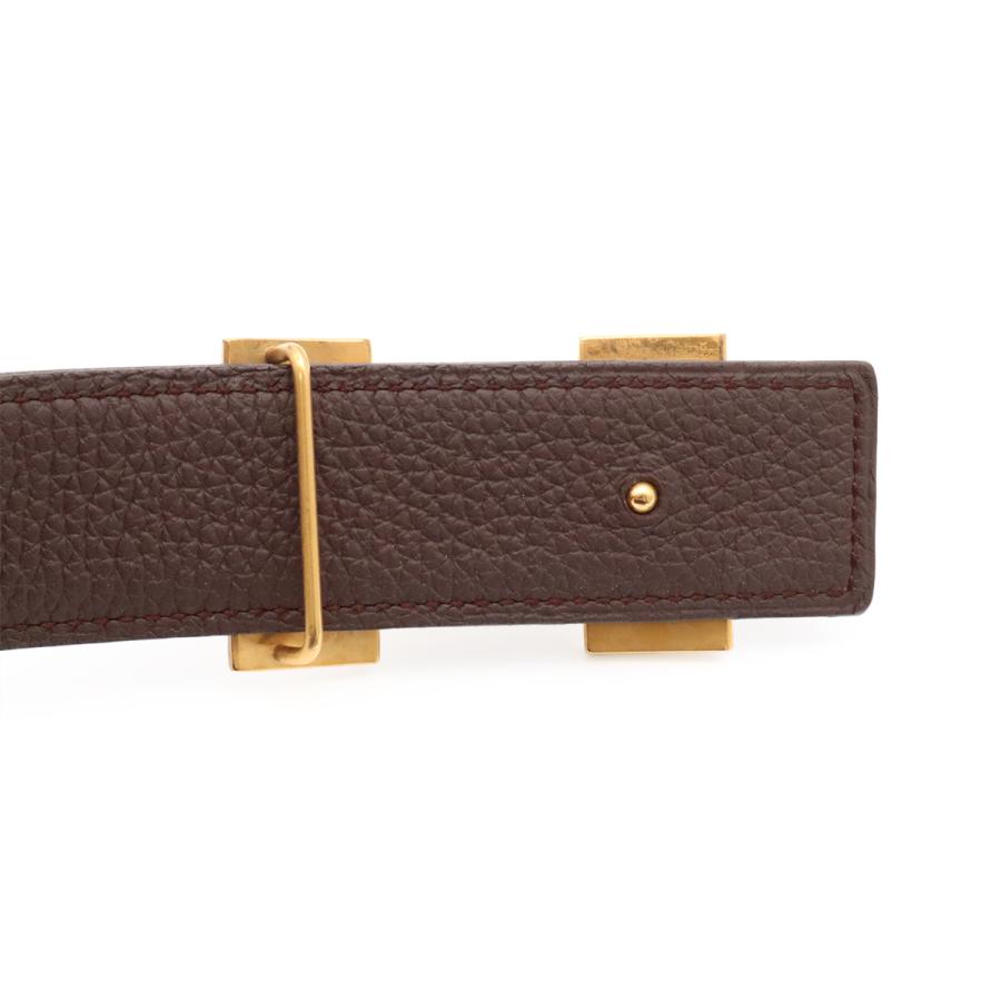 HERMES エルメス Hベルト Hバックル リバーシブル レザー ブラック 黒 ショコラ 茶 ダークブラウン ゴールド金具 #90 □Q刻印 | HERMES | 03