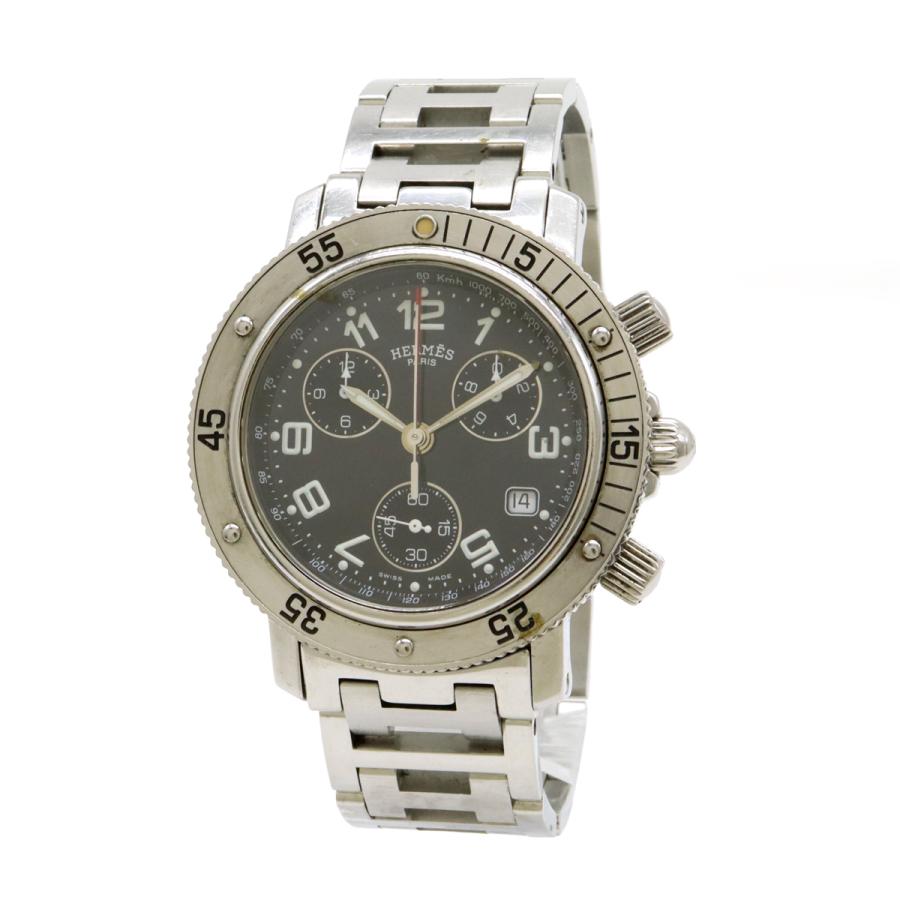 HERMES エルメス クリッパーダイバー クロノグラフ デイト ブラック文字盤 メンズ クォーツ 腕時計 CL2.910 | HERMES