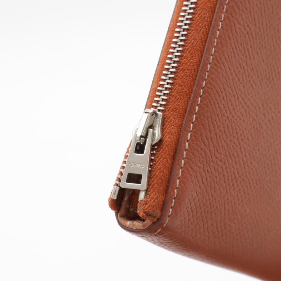 HERMES エルメス アザップロング シルクイン ラウンドファスナー 長財布 ヴォーエプソン レザー シエンヌ ブラウン 茶 □P刻印 | HERMES | 03