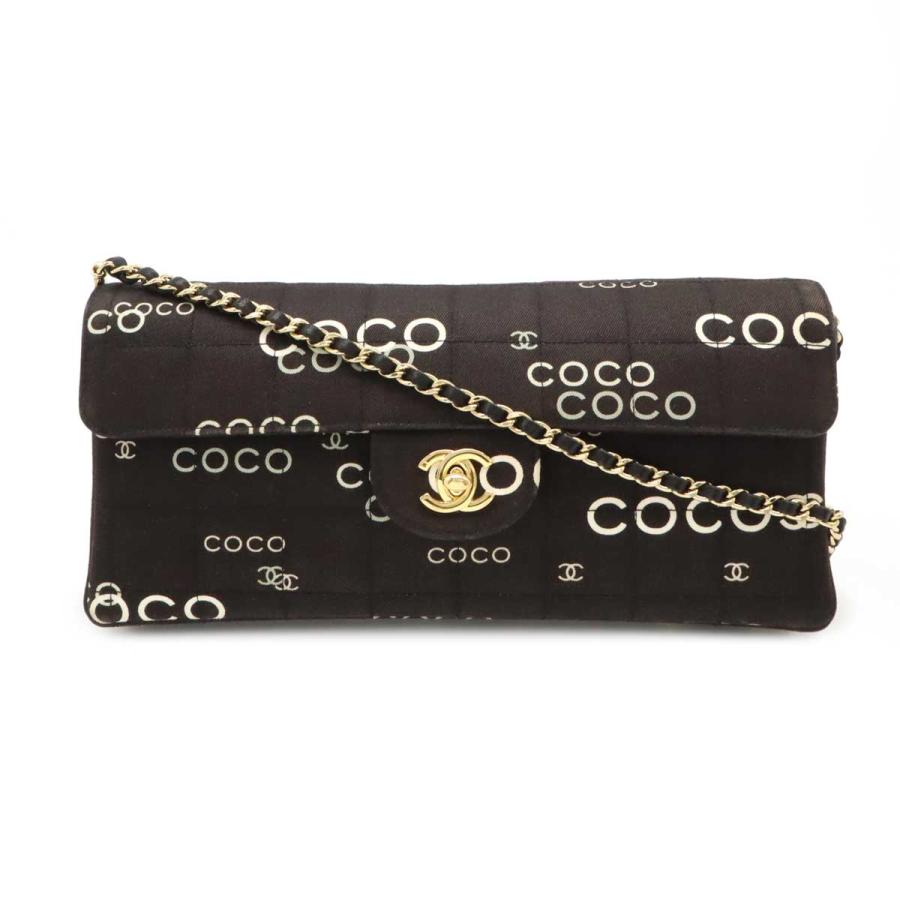 CHANEL シャネル チョコバー COCOプリント チェーンショルダー ショルダーバッグ 肩掛け レザー キャンバス ブラック 黒 ゴールド金具 A15316 CHANEL（シャネル） チョコバー COCOプリント チェーンショルダー