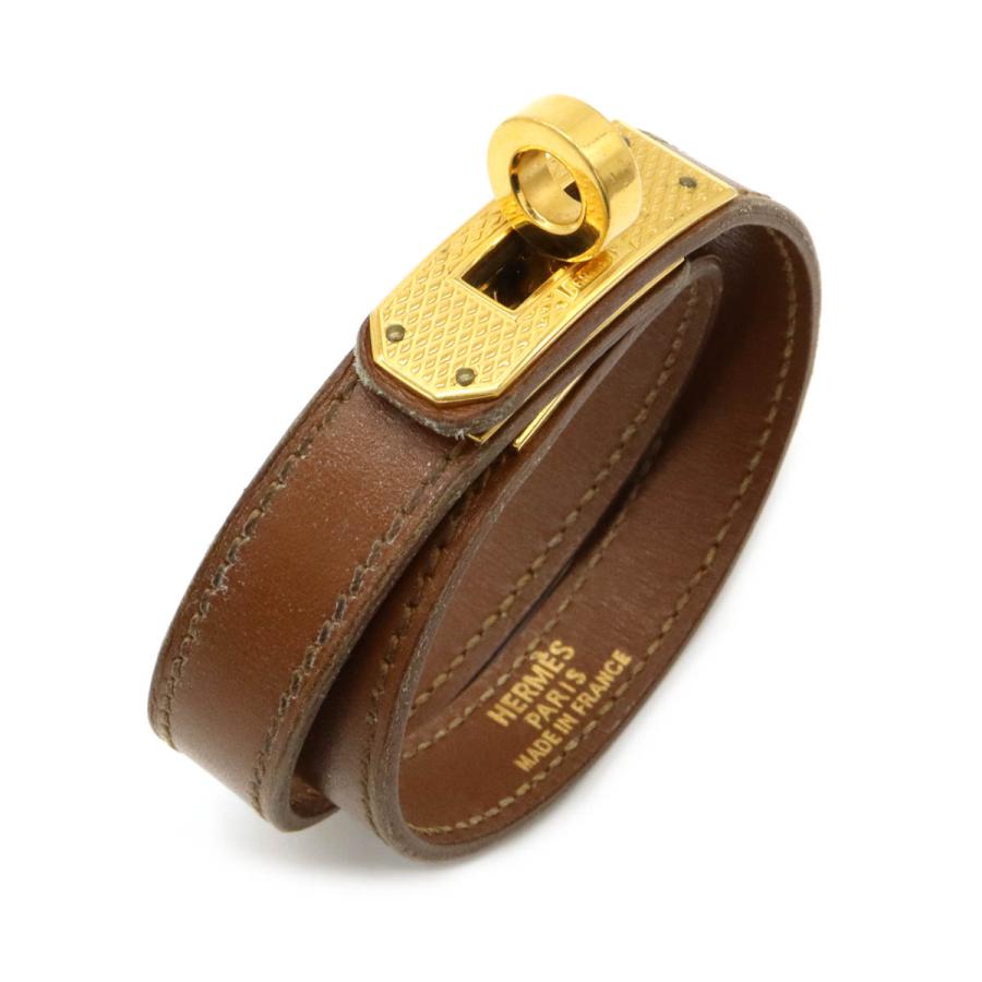 HERMES エルメス ケリー ドゥブルトゥール ブレスレット 2連ブレス 2重巻き レザー ブラウン 茶 ギロッシュ金具 GP ゴールド金具 □G刻印 | HERMES | 02