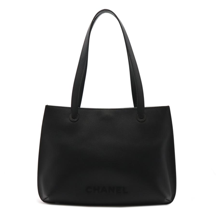 CHANEL シャネル ロゴ トートバッグ ラージトート ショルダーバッグ セミショルダー 肩掛け キャビアスキン レザー ブラック 黒 CHANEL（シャネル） ロゴ トートバッグ ラージトート ショルダーバッグ