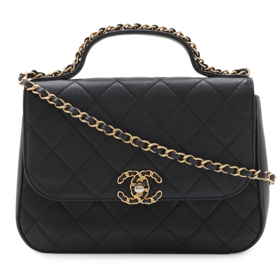 CHANEL シャネル CHANEL19 マトラッセ トップハンドル ハンドバッグ 2WAY チェーンショルダー ショルダーバッグ レザー ブラック 黒 | CHANEL
